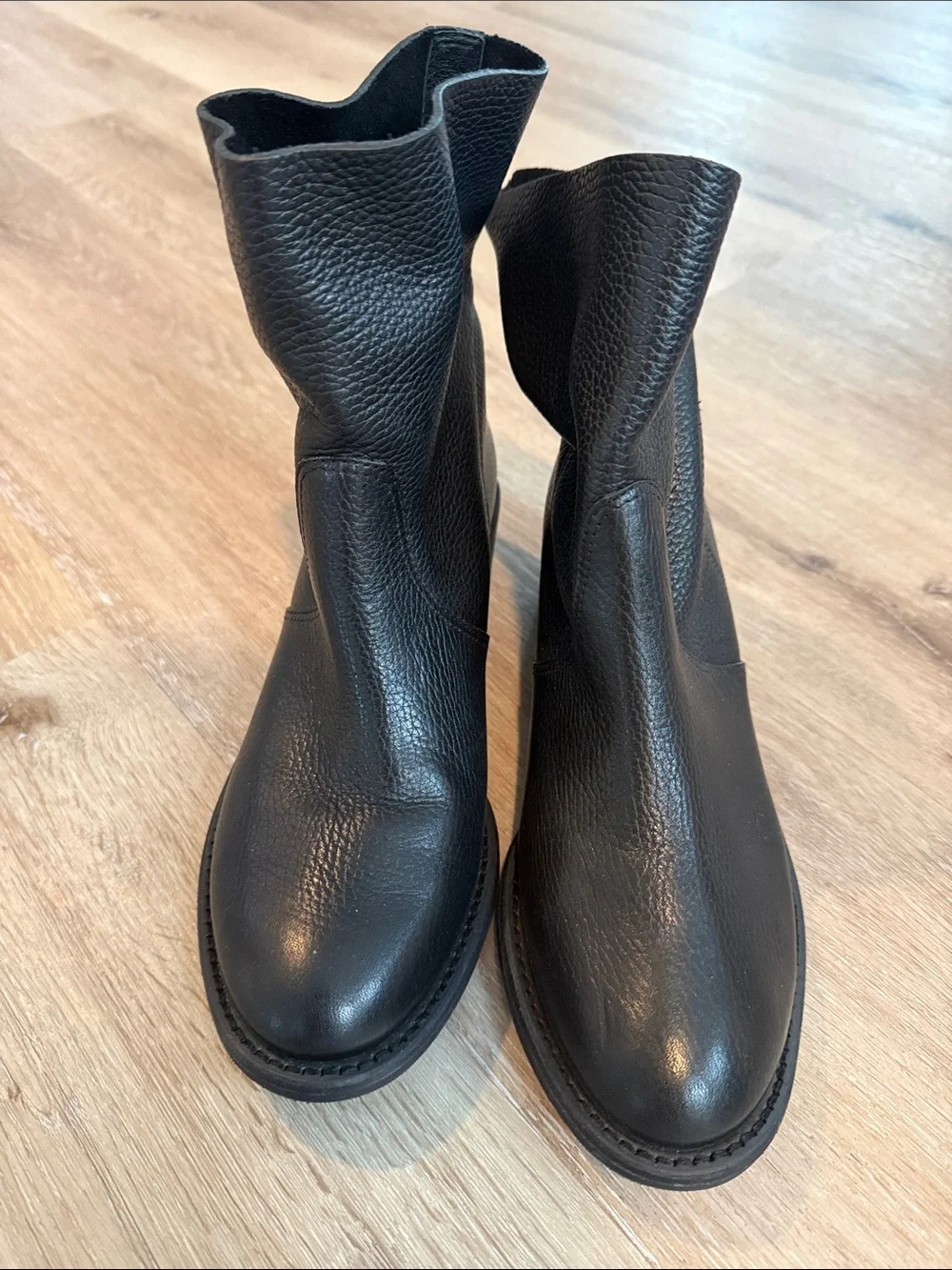 Tory Burch Black Pebbled Leather Ankle Booties